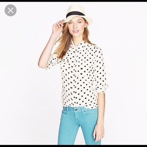 J.Crew Silk Blythe Polka Dot Blouse